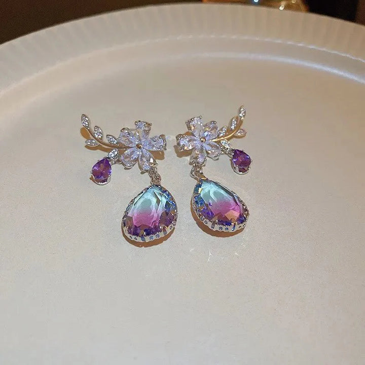 Skanto | Blomstrete Amethyst Vanndråpe Øredobber