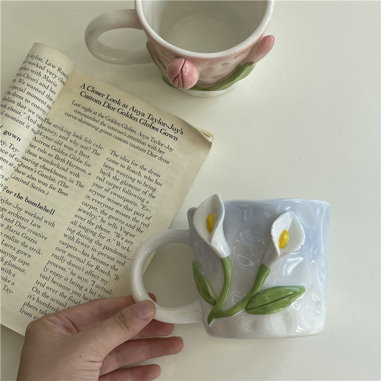 Kunstnerisk 3D blomst keramisk krus – Fangende tulipan- og rose-design | Skanto