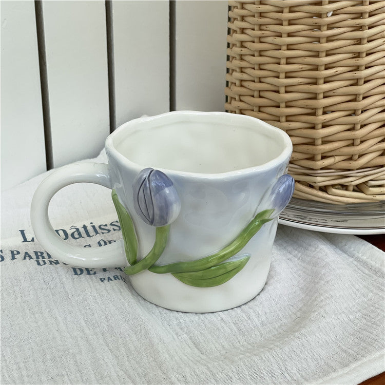 Kunstnerisk 3D blomst keramisk krus – Fangende tulipan- og rose-design | Skanto