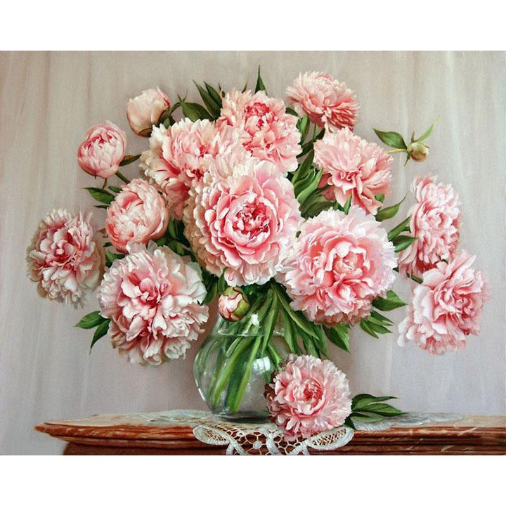 Abundant Pink Flowers - Van-Go Mal-For-Nummer Kit | Skanto