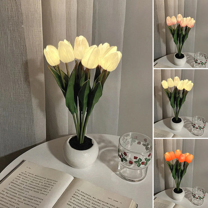 Skanto | LED Tulipan Nattbordlampe Blomster Bordlampe