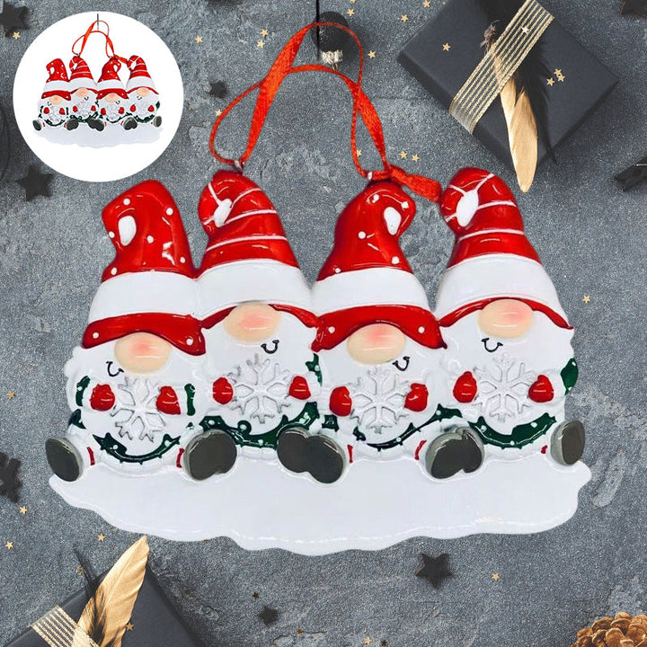 Skanto | 4 Navn-Egen Familie Jule X-mas Tre Dekorasjon Ornament med Navn-Dverger Familie
