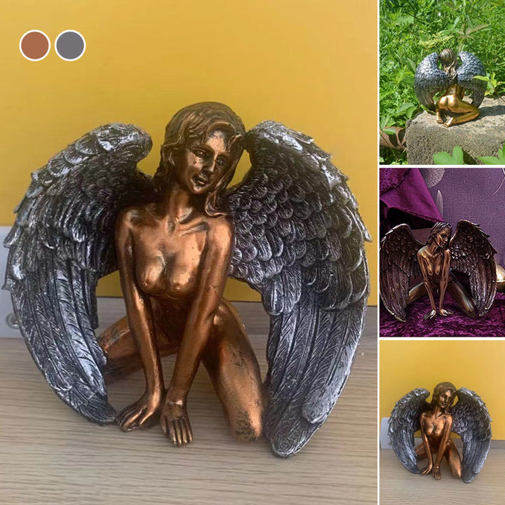 Art Angel Kvinne Vinger På Kne Kappe Hatt | Skanto