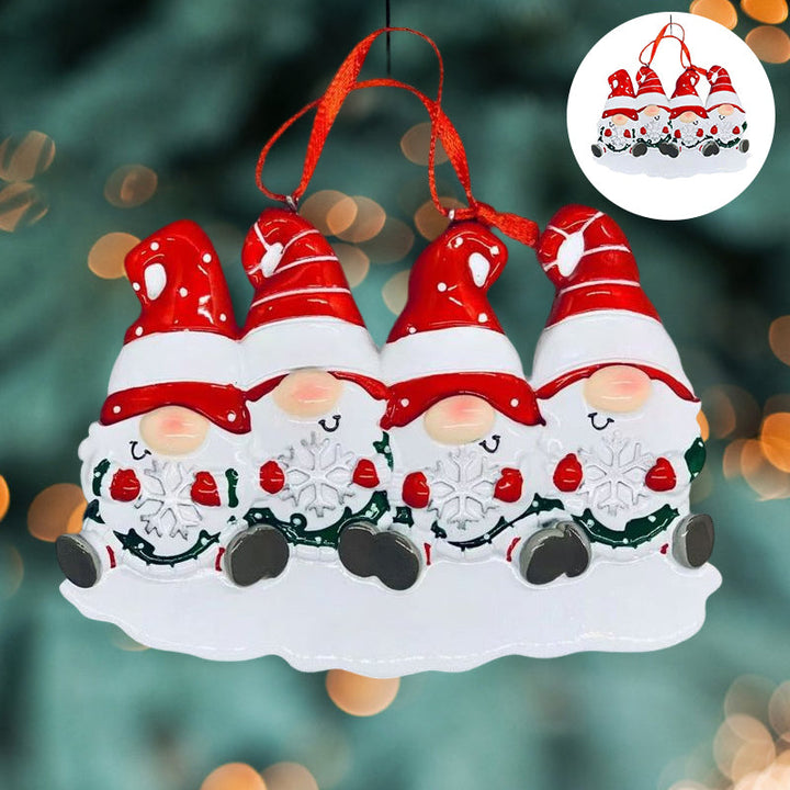 Skanto | 4 Navn-Egen Familie Jule X-mas Tre Dekorasjon Ornament med Navn-Dverger Familie