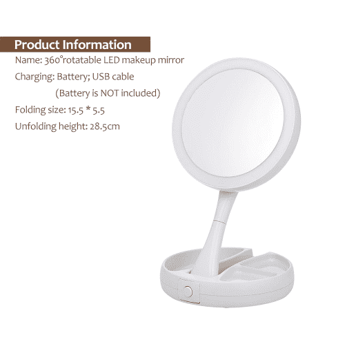 Folding LED Makeup Mirror | Skanto