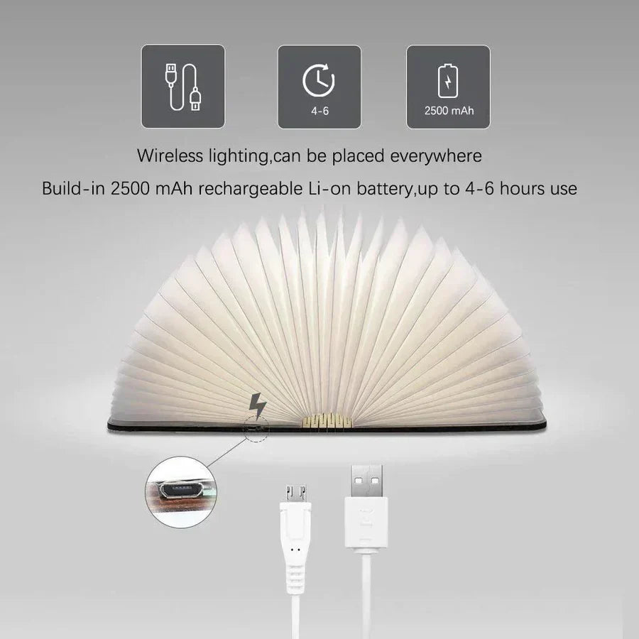 Skanto | Foldbar Boklampe med Varm LED-belysning - StoryGlow