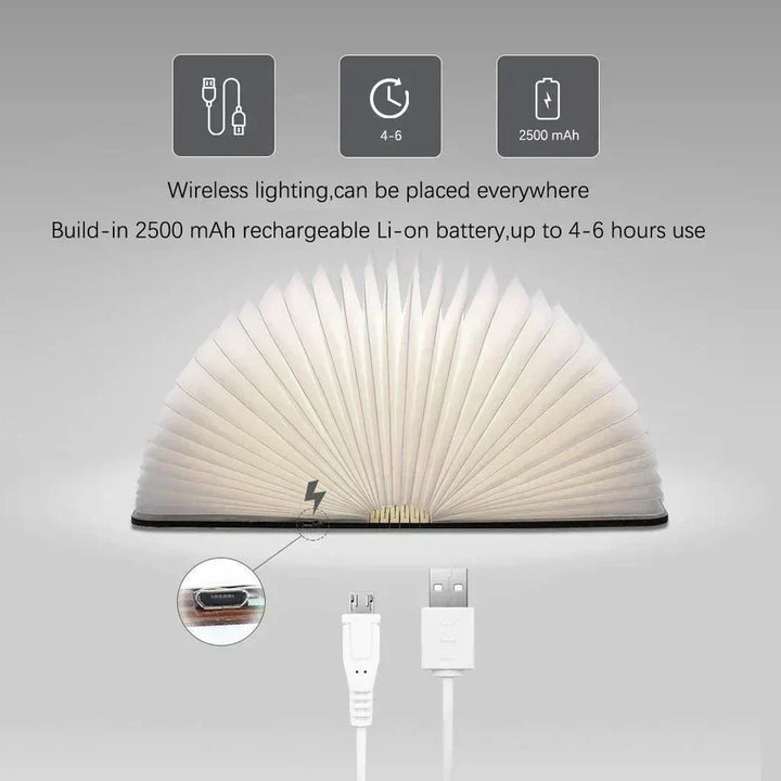 Skanto | Foldbar Boklampe med Varm LED-belysning - StoryGlow