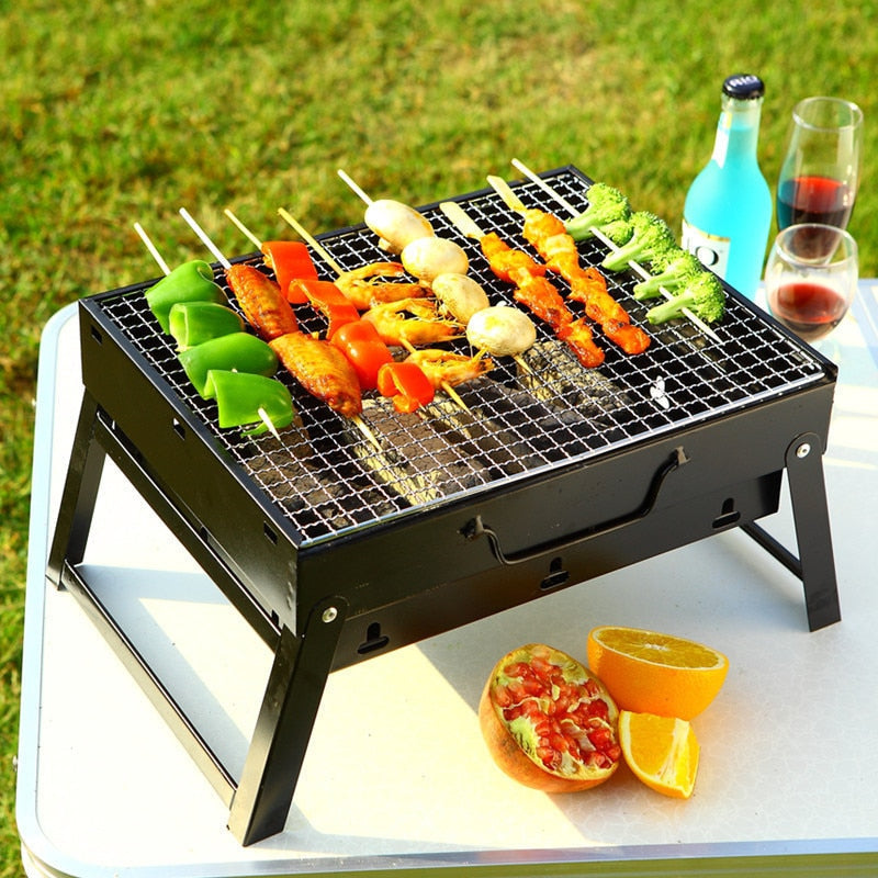 Sammenleggbart kullgrill Bærbar utendørsgrill for BBQ-piknik | Skanto