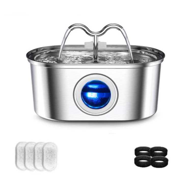 Kattens vannfontene laget av rustfritt stål – Stille, hygienisk og BPA-fri – 2L kapasitet | Skanto