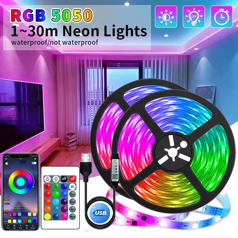 USB LED STRIPE MED FARGEMINE - RGB LYS TIL ROMDEKORASJON & TV BELYSNING | Skanto