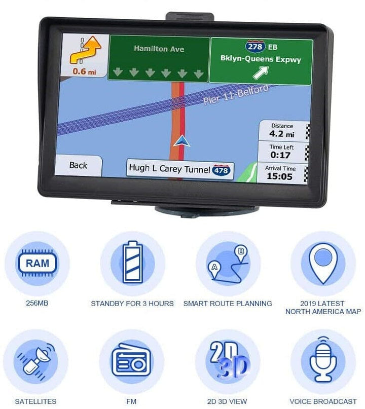 Skanto | 7" GPS Navigasjonssystem | Oppgradert med sanntids trafikkoppdateringer & forhåndslastede kart for Storbritannia & EU for biler og lastebiler