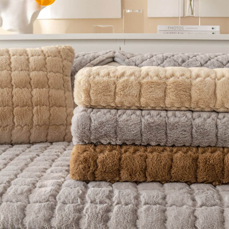 Biscuit Plush Soft Non-Slip Sofa Deksel med Anti-Slip Design | Skanto
