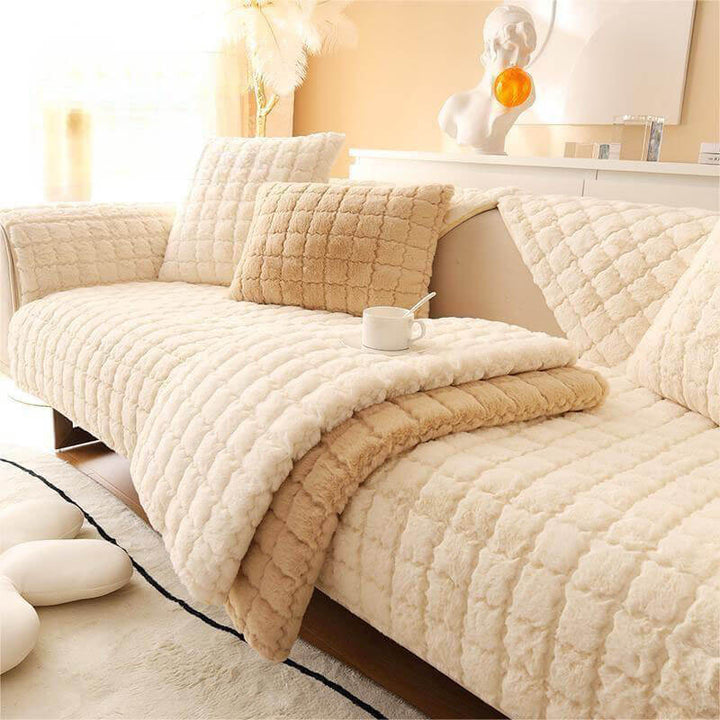 Biscuit Plush Soft Non-Slip Sofa Deksel med Anti-Slip Design | Skanto