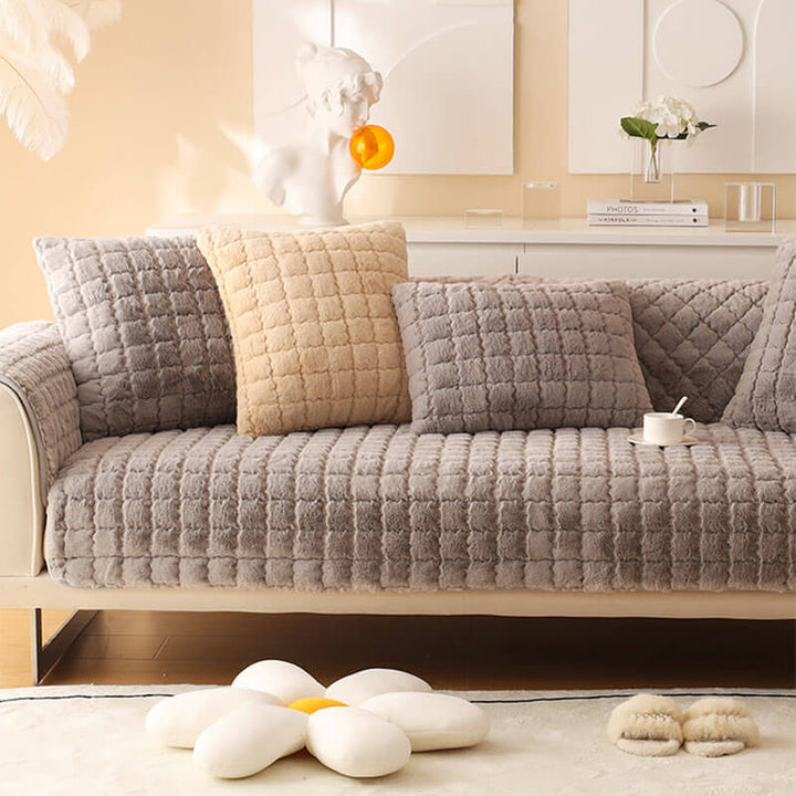 Biscuit Plush Soft Non-Slip Sofa Deksel med Anti-Slip Design | Skanto