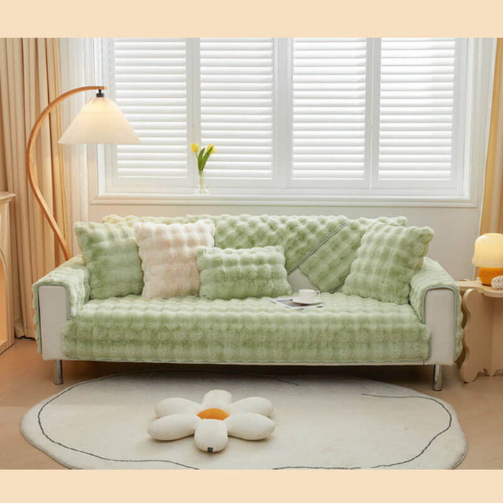 Koselig Plush Enfarget Rutsjefri Sofa Trekk for Komfort | Skanto