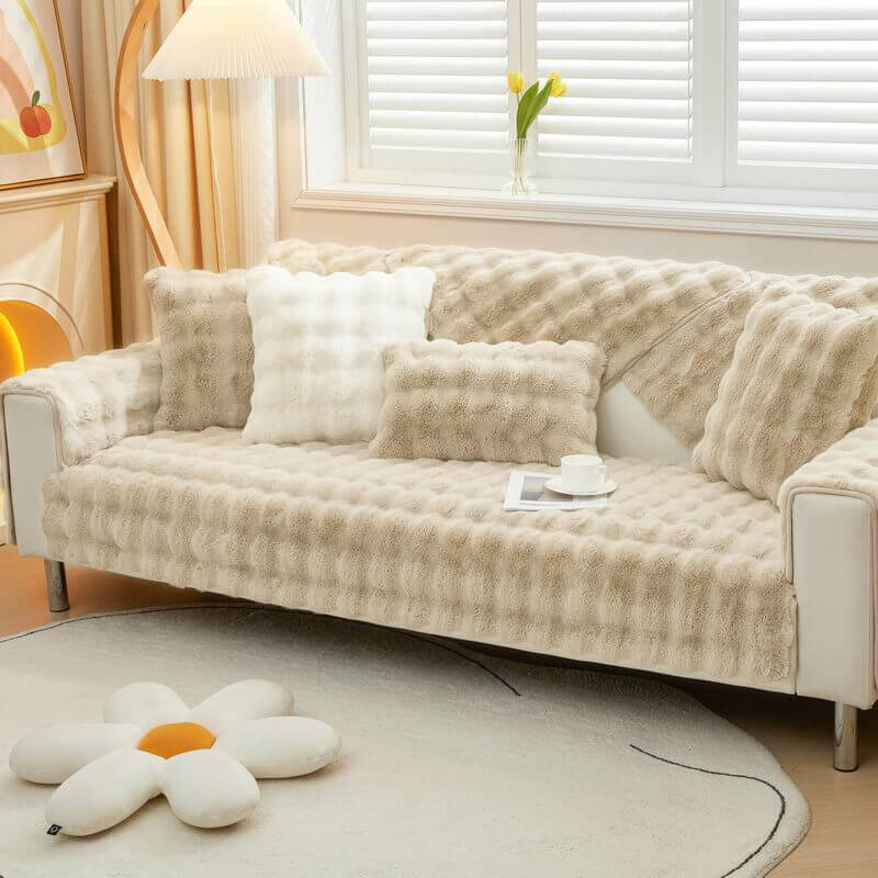 Koselig Plush Enfarget Rutsjefri Sofa Trekk for Komfort | Skanto