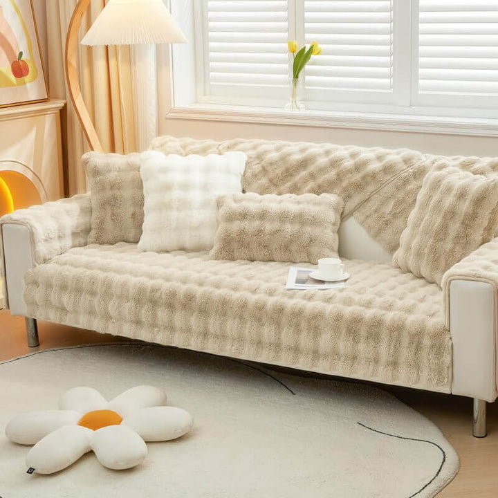 Koselig Plush Enfarget Rutsjefri Sofa Trekk for Komfort | Skanto