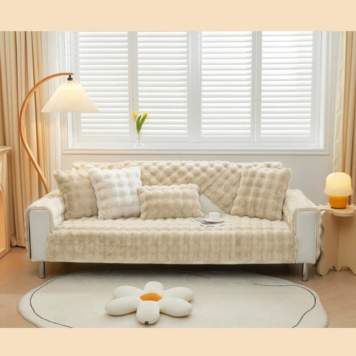 Koselig Plush Enfarget Rutsjefri Sofa Trekk for Komfort | Skanto