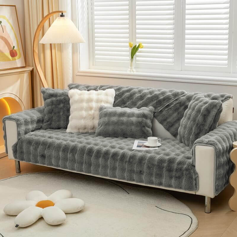 Koselig Plush Enfarget Rutsjefri Sofa Trekk for Komfort | Skanto