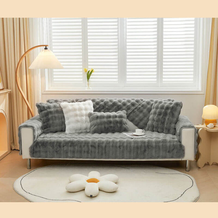 Koselig Plush Enfarget Rutsjefri Sofa Trekk for Komfort | Skanto