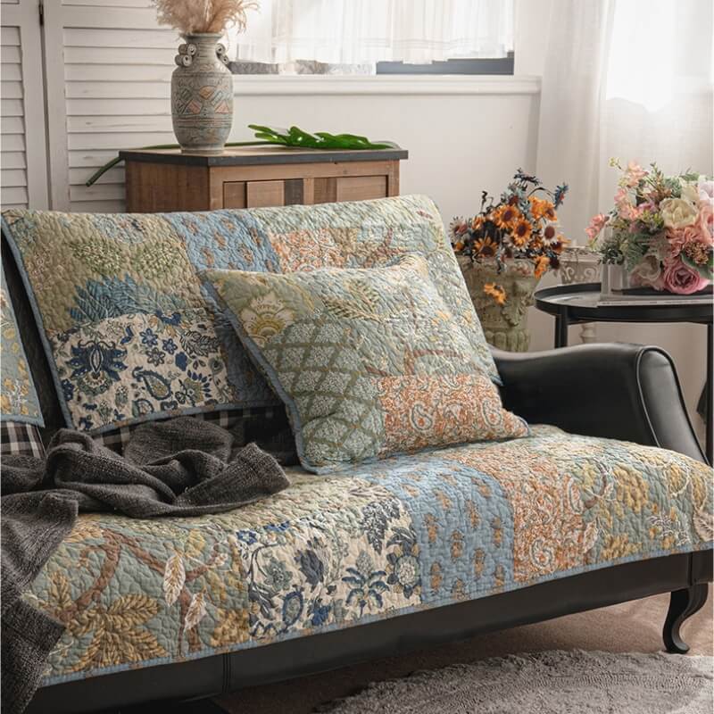 Europeisk Floral Cotton Sofa Deksel Beskyttende Non-slip | Skanto
