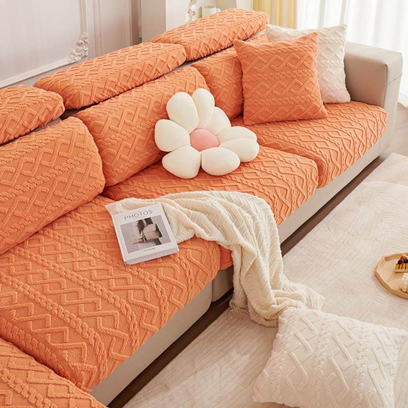 Full Wrap Soft Fleece Stretch Couch Cover for All Seasons | Skanto