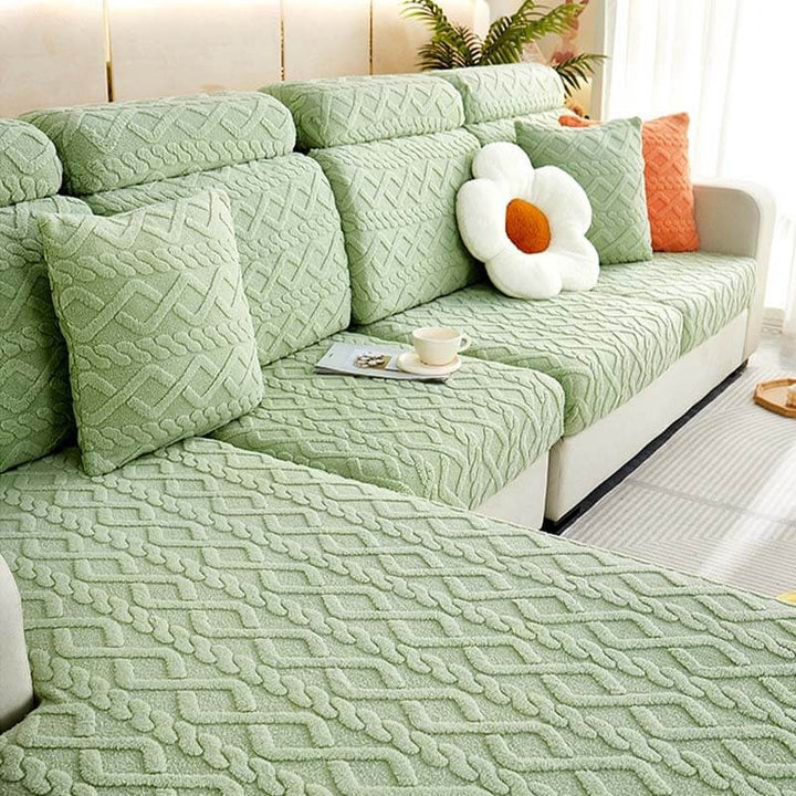 Full Wrap Soft Fleece Stretch Couch Cover for All Seasons | Skanto