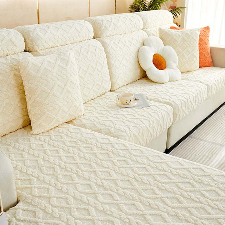 Full Wrap Soft Fleece Stretch Couch Cover for All Seasons | Skanto