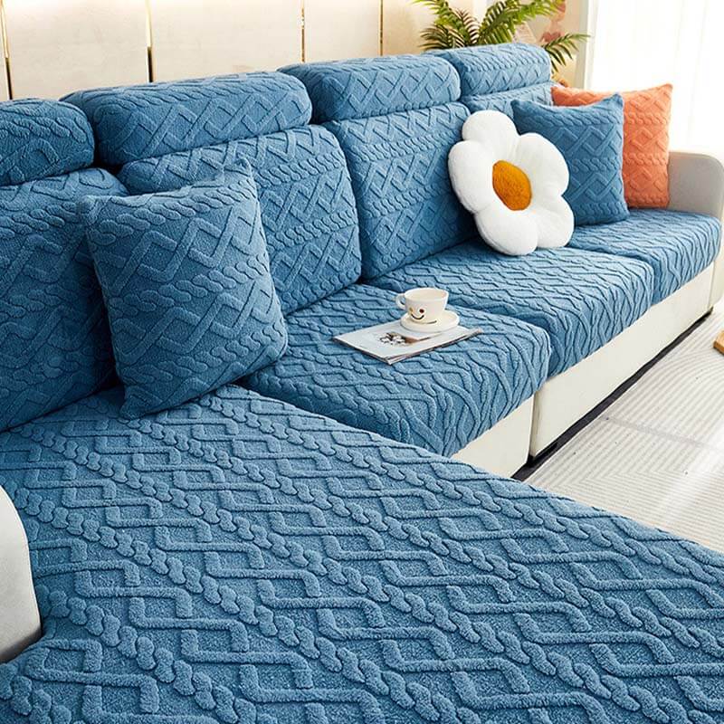 Full Wrap Soft Fleece Stretch Couch Cover for All Seasons | Skanto