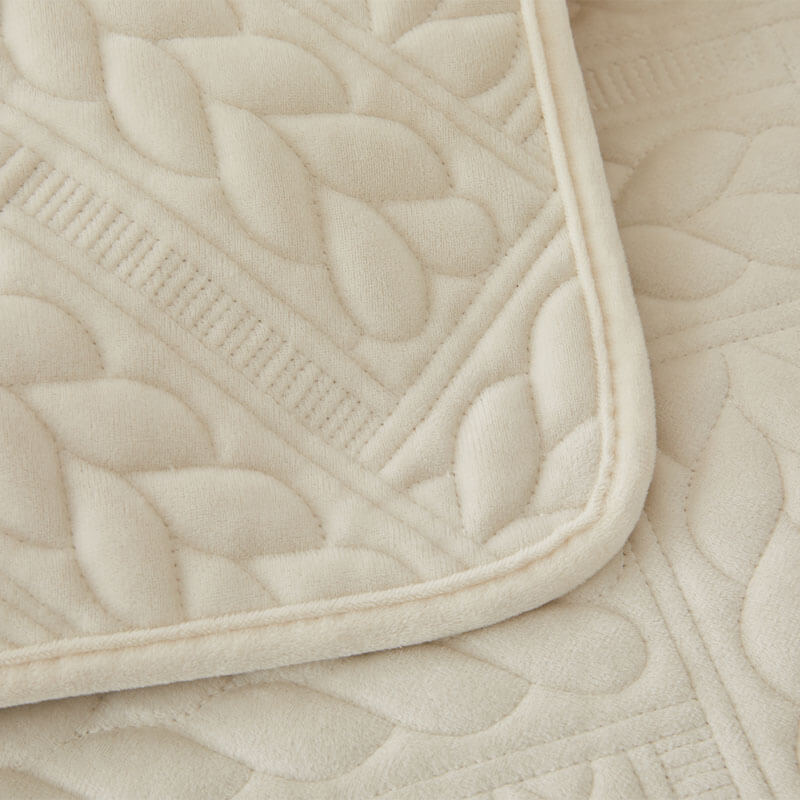 Varm Crystal Velvet Hvete Broderi Antiskli Sofa Dekke | Skanto