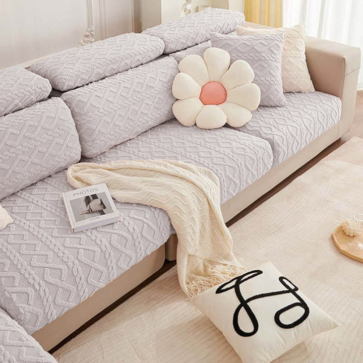 Full Wrap Soft Fleece Stretch Couch Cover for All Seasons | Skanto