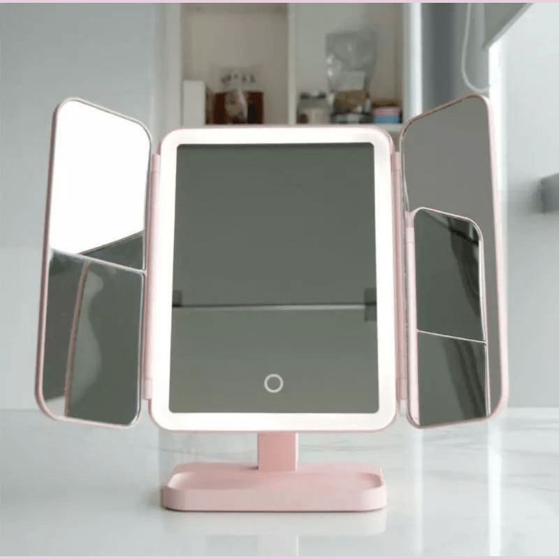 Skanto | Tre-delt speil med LED-belysning i 3 farger for perfekt sminke