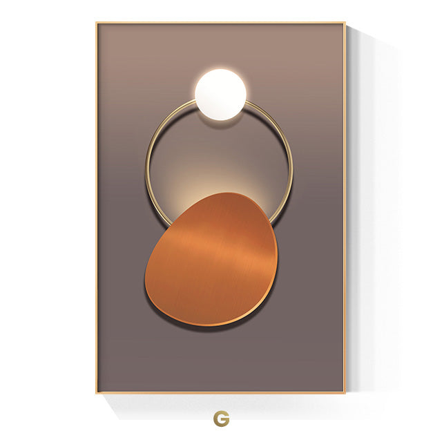 Golden Ring Modern Aesthetics Abstract Wall Art Fine Art Canvas Prints Geometric Pictures For Luxury Living Room Dining Room, Home Office Decor | Skanto