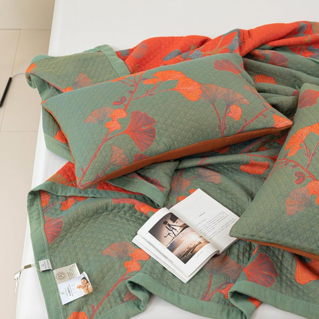 Skanto | GinkgoQuilt – Bomulls sengetøyssett med botanisk reversibel design