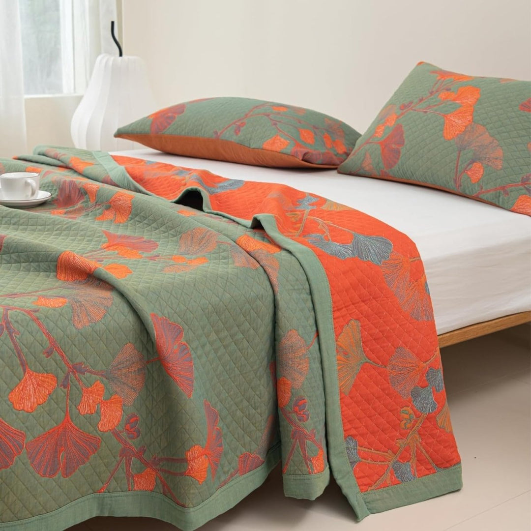 Skanto | GinkgoQuilt – Bomulls sengetøyssett med botanisk reversibel design