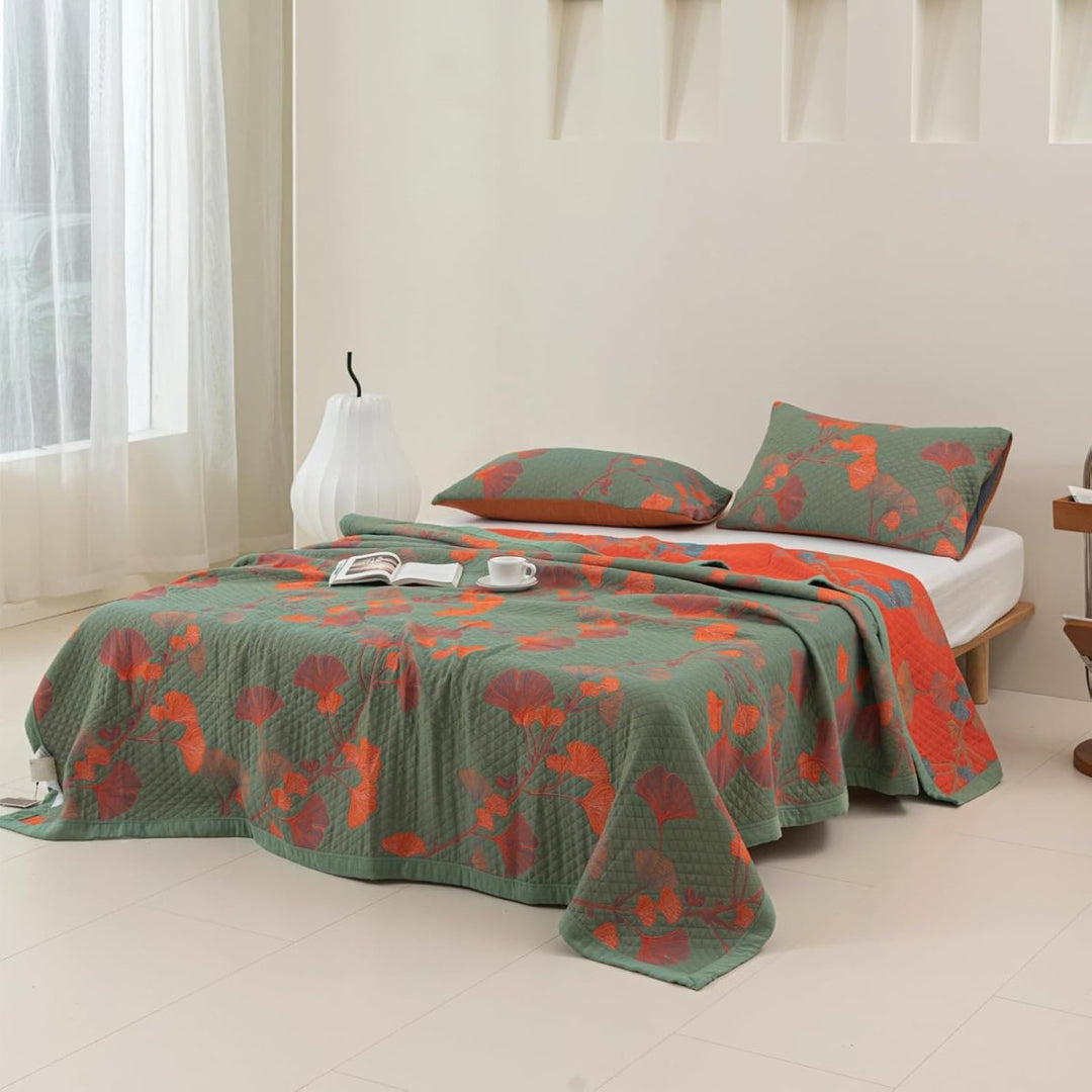Skanto | GinkgoQuilt – Bomulls sengetøyssett med botanisk reversibel design