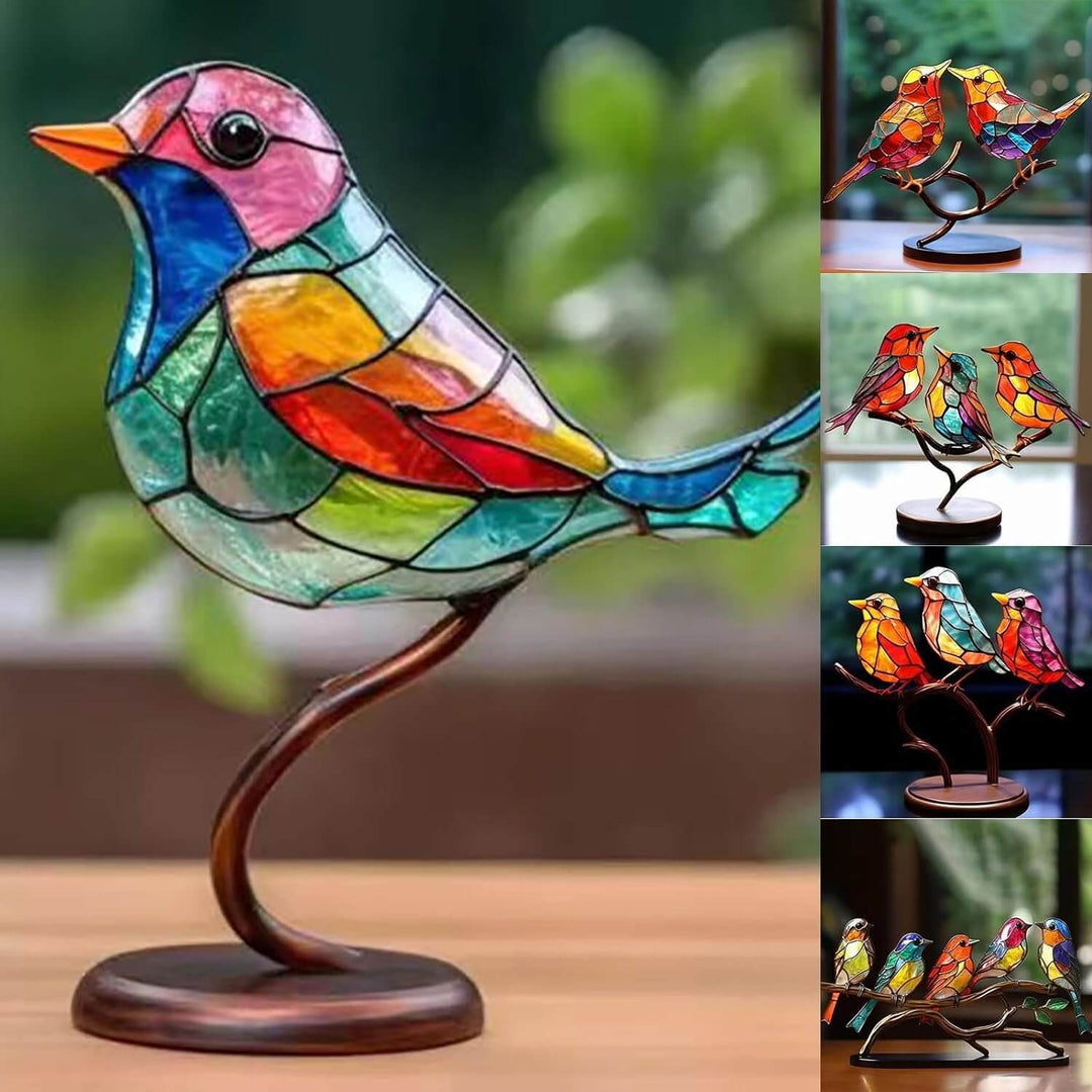Skanto | Fargede Fugler På Gren Dekorativ Figur - ColorBirds