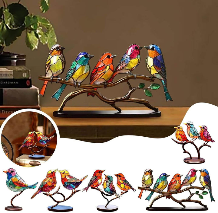 ElegantAviary | Fargerike fugler på gren skrivebordsdekorasjoner Skanto