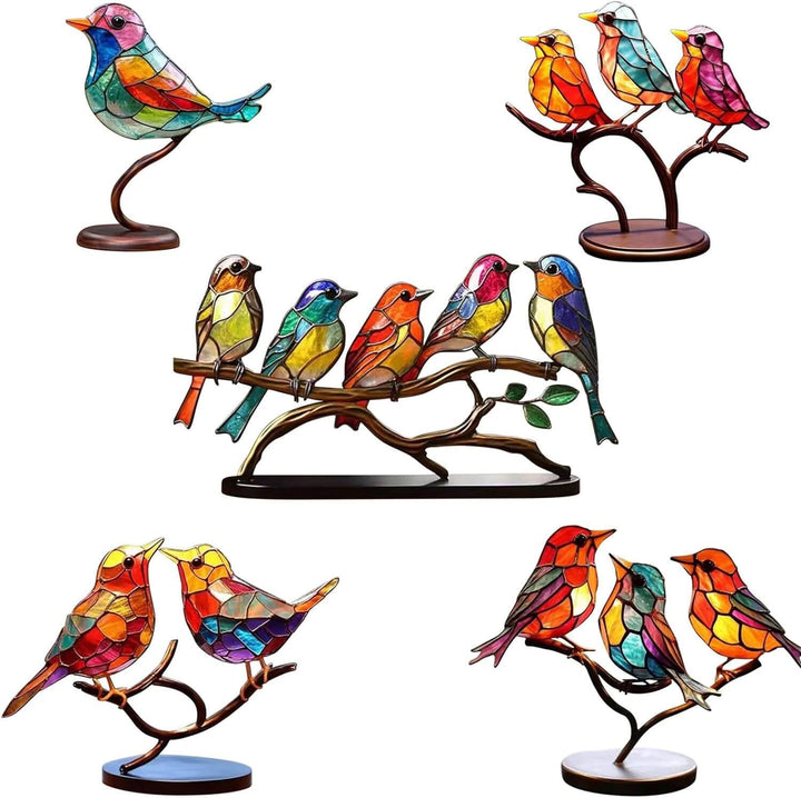 Skanto | Fargede Fugler På Gren Dekorativ Figur - ColorBirds