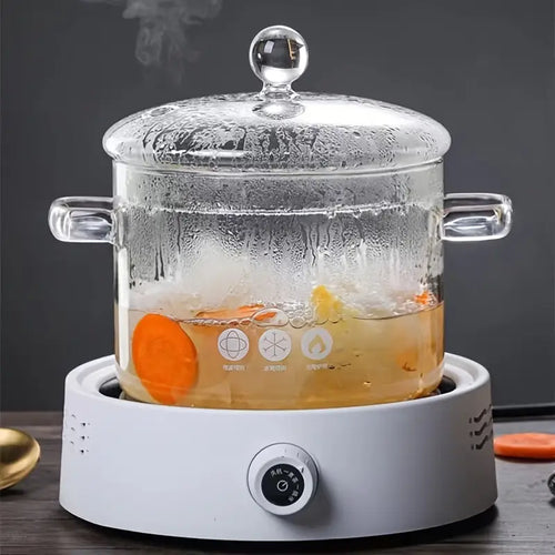Skanto | KookZicht Glass – Transparent Glass Cooking Pot with Handles (1360 ml)