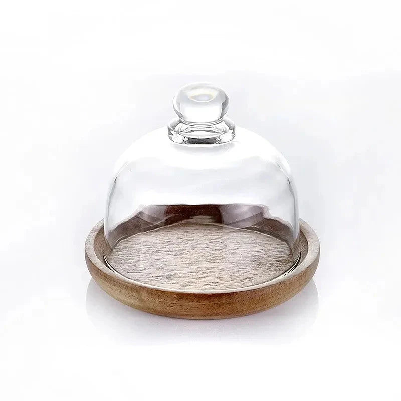 Glass Matbeholder med Tredeksel Kjøkken Snack Organizer | Skanto