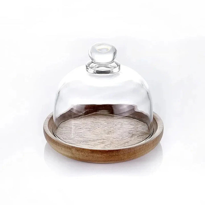 Glass Matbeholder med Tredeksel Kjøkken Snack Organizer | Skanto