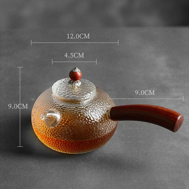 Glass Pot Filter Treverk Håndtak Te-seremoni Gjennomsiktige Te-serviser | Skanto