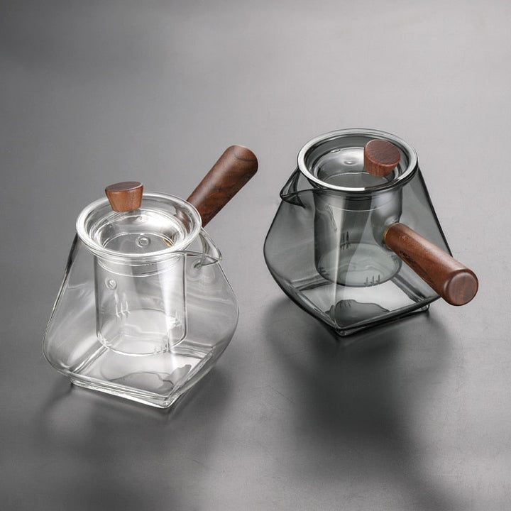 Glass Pot Filter Treverk Håndtak Te-seremoni Gjennomsiktige Te-serviser | Skanto