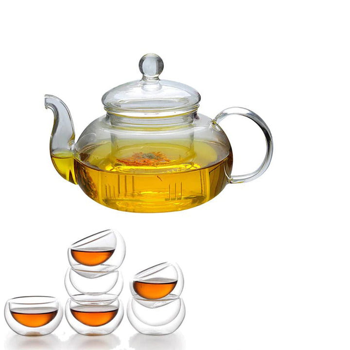 Glass Te Sett Varmeresistent Glass Te Infuser Kanne Dobbelvegg Glass | Skanto