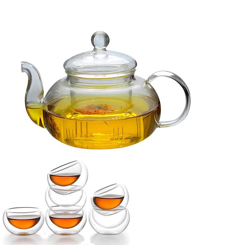 Glass Te Sett Varmeresistent Glass Te Infuser Kanne Dobbelvegg Glass | Skanto
