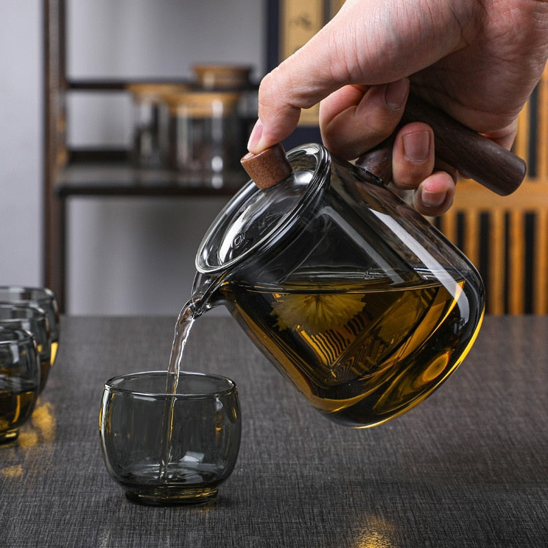 Glass Tekanne Trehåndtak Te-seremoni Gjennomsiktig Sett Kopp | Skanto