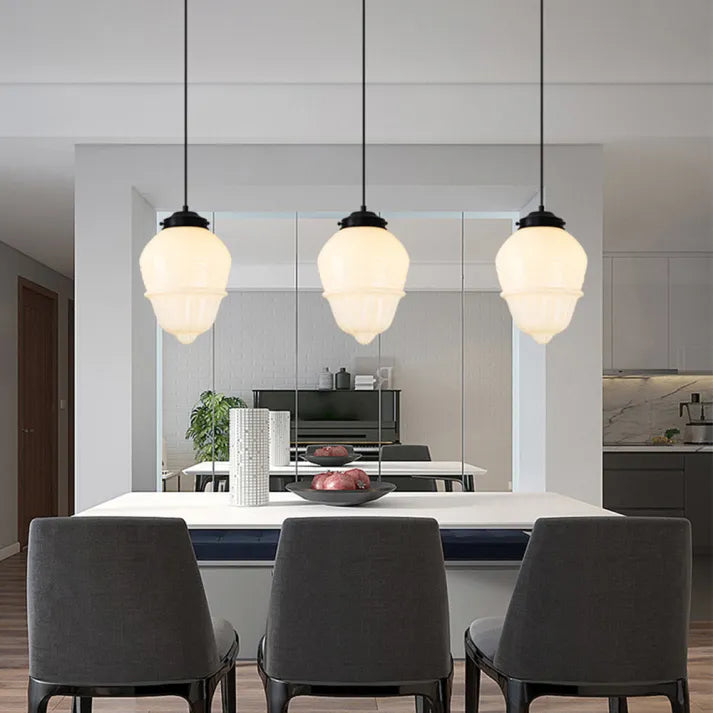 Vintage Geometrisk Hengelampe laget av Matt Glass – Retro Pendellampe for Spisestue | Skanto