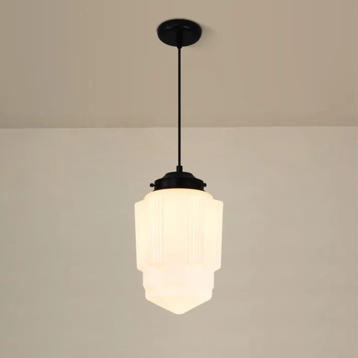 Vintage Geometrisk Hengelampe laget av Matt Glass – Retro Pendellampe for Spisestue | Skanto