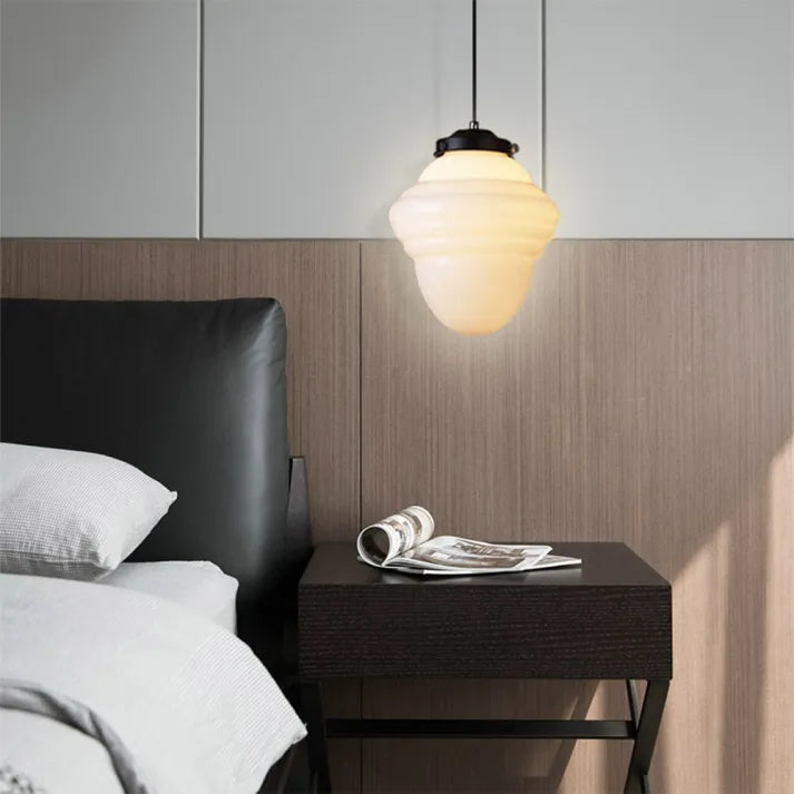 Vintage Geometrisk Hengelampe laget av Matt Glass – Retro Pendellampe for Spisestue | Skanto